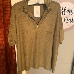 terry cloth zipper shirt